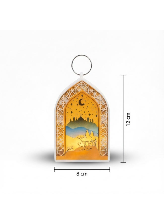 Set of 3 Ramadan Decorative LED Lanterns – Includes Crescent Moon, Islamic Arch & Circular Globe – Desktop & Hanging Night Lights for Ramadan Kareem Decor (12 x 8 cm) - Image 2